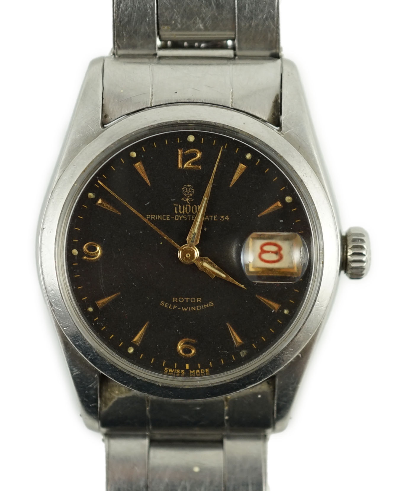 A gentleman's 1950's Tudor Prince Oysterdate 34 rotor self-winding wrist watch